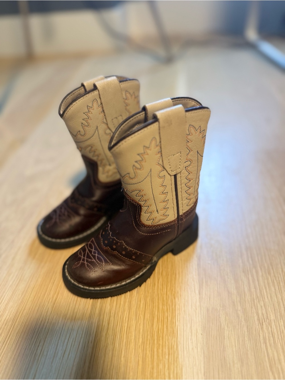 Old West Baby Brown and Cream Cowboy Boots - Classic Western Style